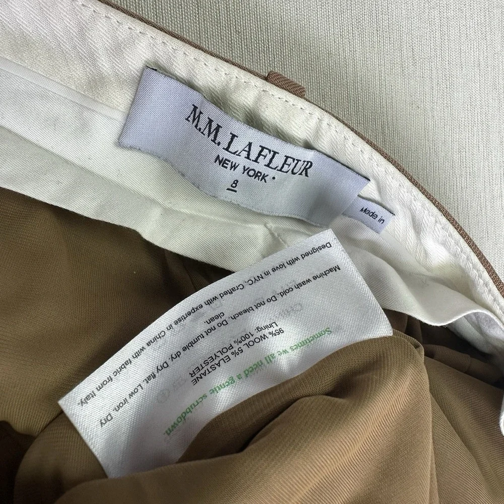 MM Lafleur Horton Flare Trouser Pants Italian Wool Twill Women 8 Tan Corpcore
